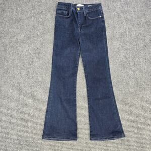 FRAME Le One Crop Mini Boot Jeans Womens Tag 1 Measured 24x25 Dark Wash Stretch